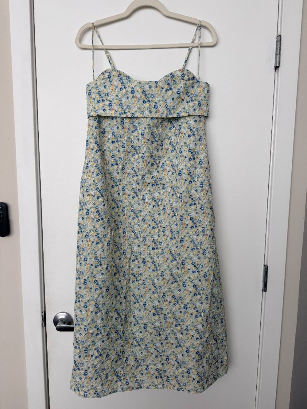 NWOT Toit Volant Size XS Verona Midi Dress in Floral Blue - Green